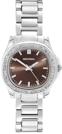 Sekonda Octaire Womens Analogue Watch 30mm dial | 30 Metres Water Resistance, mineral glass crystal, double lock safety clasp, sunray dial, ion-plated case