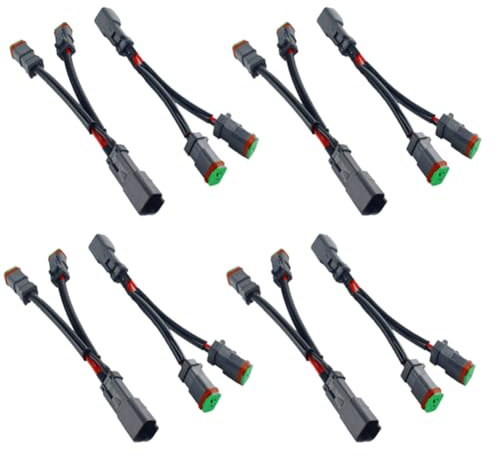 Masslla 8 Stück Y-Typ-Kabel, Deutsch DT DTP 2-Poliger Buchsenadapter für LED-Pod-Arbeitsscheinwerfer, Nachrüst-Stecker, Kabelbaum