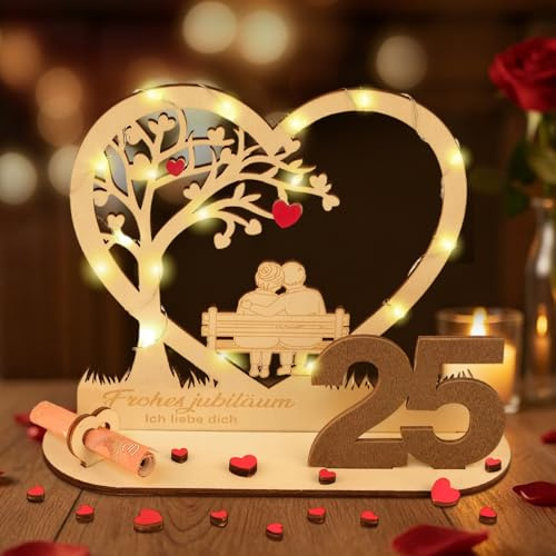 ARTREE Geldgeschenk Hochzeit, 25 Holz Geldgeschenke Zur Silberhochzeit Deko, Silberhochzeit Geschenk 50.Hochzeitstag für Geschenke, Geschenkidee zum 25. Hochzeitstag, Holzgeschenke Zum Jubiläum