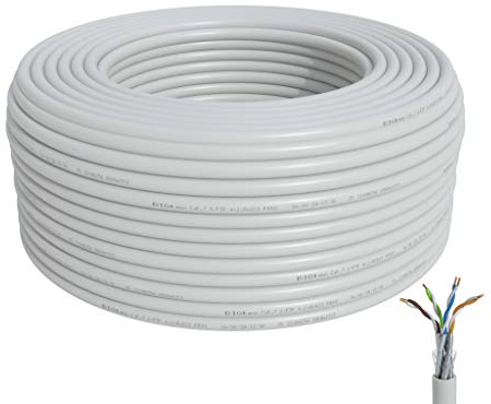 BIGtec CAT 7 Netzwerkkabel Verlegekabel LAN Kabel 20m weiß CAT7 PiMF S/FTP halogenfrei BauPVO Eca POE Gigabit Netzwerk Installationskabel Datenkabel CAT.7