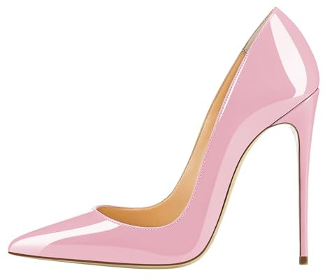 EDEFS Stiletto Pumps Damen Rosa High Heels Elegant aus Lack mit Spitze und 12 cm Absatz für Abendmode EU44
