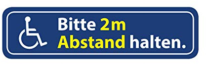 Ritter Mediendesign Aufkleber Rollstuhl Bitte 2m Abstand halten Wetterfest UV-Beständig Waschstrassenfest Modern Blau Vinyl Rechteckig Sticker