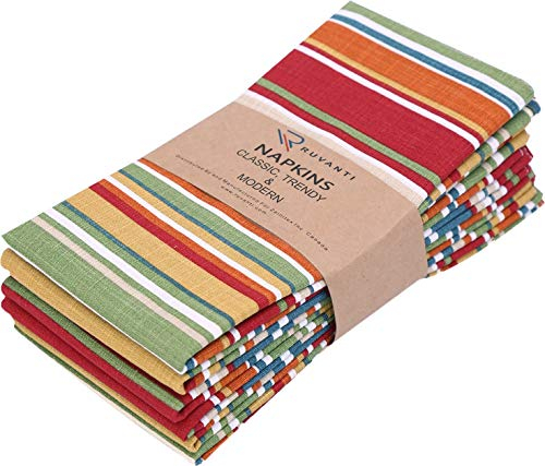 RUVANTI Stoffservietten, 100% Baumwolle, waschbare Servietten, weich, saugfähig, 6er-Set, 45,7 x 45,7 cm Baumwollservietten für Partys, Weihnachten, Thanksgiving, Hochzeiten, Dinner-Servietten
