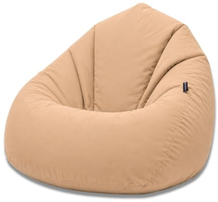 BuBiBag Sitzsack Erwachsene Bodenkissen Sitzkissen, Sand XXXL | Riesensitzsack Tropfenform als Liegekissen, 128x85 cm, gefüllt, wasserabweisend, Indoor und Outdoor
