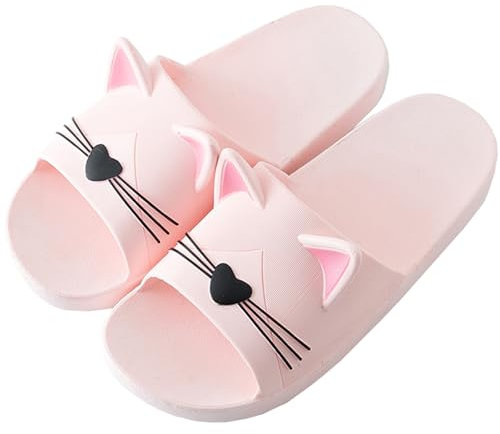 Acfoda Ciabatte Donna Uomo Estive Pantofole Casa Antiscivolo MorbideSandali da Spiaggia Piscina Doccia Infradito Mare Comode Leggere con Orecchie di Gatto Rosa 37/38