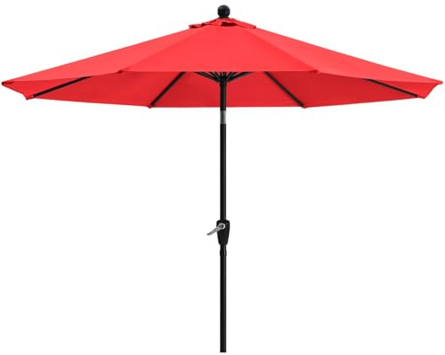 ABCCANOPY Sonnenschirm wasserdicht UV50+ mit Kurbel, Rot 230cm | wasserdichtes 300D Polyester, farbecht & lichtecht, 230/270/300 cm für Garten, Terrasse & Strand