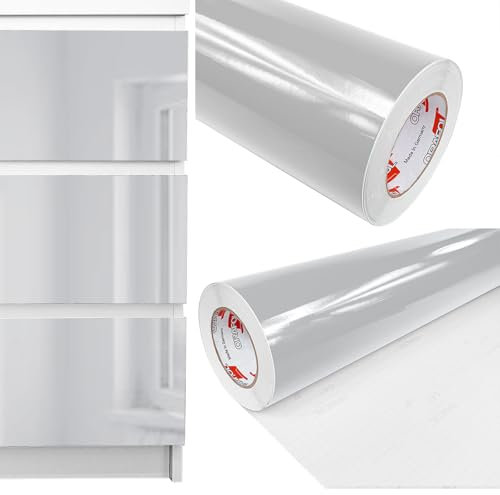 DecoMeister Vinilo Adhesivo Muebles Gris Claro Brillo Papel Decorativo Autoadhesivo Para Forrar Encimera Cocina Lámina Impermeable Para Exterior Puerta Pegatina Para Armario Mesa En Rollo 100 x 200 cm