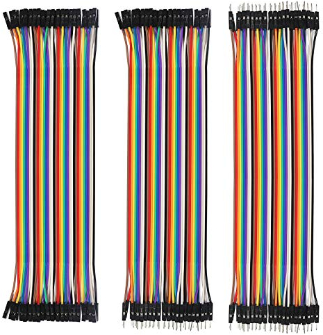 ALMOCN 120PCS Breadboard Jumper Dupont Wire,Multicolored 20cm 40pin Male to Female, 40pin Male to Male, 40pin Female to Female Breadboard Jumper Wires Ribbon Cables Kit for arduino