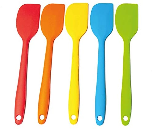 Surus Equipment Set 5 Spatole Silicone Cucina 21 cm Multicolore, Leccapentole con Struttura in Acciaio Inox, Resistenti Fino a 250°C, Sicure per Padelle Antiaderenti, Lavabili e Sicure per il Cibo