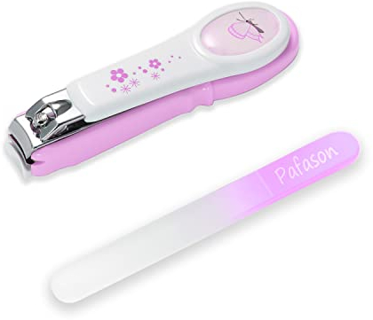 PAFASON Baby-Sicherheits-Nagelknipser mit Nagelfänger und Baby-Glasnagelfeile, tschechisches Floatglas, Edelstahl, ideales Duschgeschenk für kleine Kinder, Säuglinge, Neugeborene, Babys, Kleinkinder