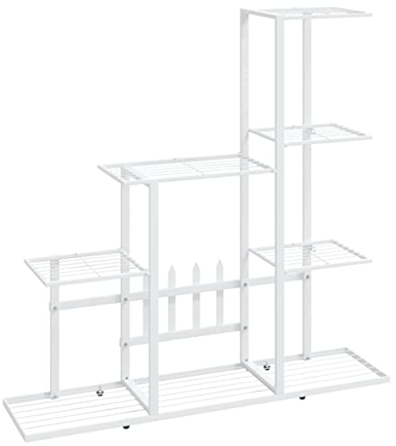 vidaXL Blumenständer Blumentreppe Pflanzenständer Blumenregal Pflanzentreppe Pflanzregal Regal Blumenbank 94,5x25x88cm Weiß Metall