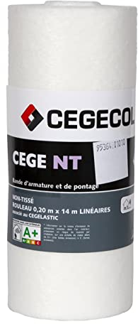 CEGECOL CEGE NT, Rodillo de armadura para el tratamiento de puntos singuales, sellado por azulejos asociado con CARROSEC 2, CEGELASTIC, rollo de 14 m x 20 cm