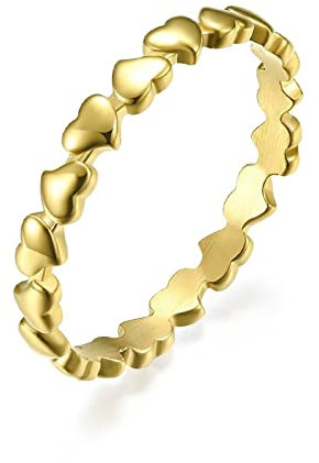 Stfery Kado Ringe, Damen Ringe Titan Edelstahl 60 Gold Herzform Europäischer Stil Ringe Zubehör für Frauen Männer Paare