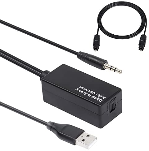 CERRXIAN Digital Optical Fiber to 3.5mm Audio Converter,Optical Fiber to 3.5mm Stereo Adapter DAC decoder USB Powered With Toslink Cable