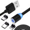 Retoo Ladekabel Magnetisches 1M mit Nylongeflecht, Universal 3 in 1 Schnellladen Magnet USB Kabel, Magnetkabel für Android, Micro-USB, Type C, Smartphone, Quick Charge, 360° Drehung (Schwarz)