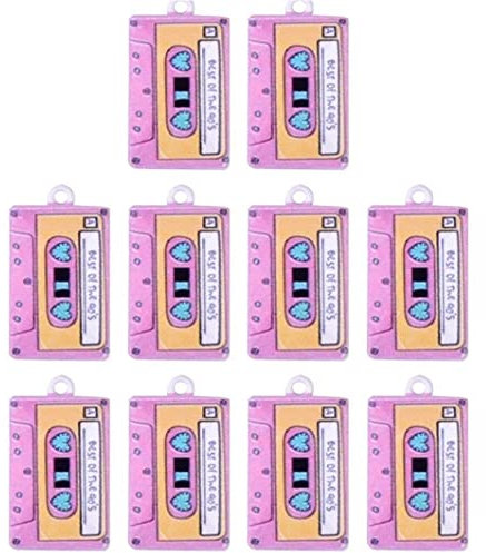 Fopytu 10 Stück Kassetten-Charms für die Schmuckherstellung Niedliche Audio-Kassetten-Anhänger-Charms für DIY-Halsketten-Armband-Schlüsselanhänger-Herstellung