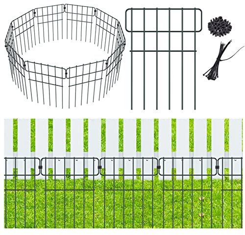 SZMDLX Garden Fence, 10 Pack Fencing Animal Barrier Total 330CM(L) x 43CM(H), Rustproof Metal Wire Garden Border Fence Border Barrier Fence Panels for Dogs, Flower Bed, Patio