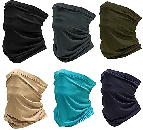 Golopatop Guêtre de cou en soie glacée multifonction pour l'extérieur,Bandeau magique respirant résistant aux UV, Noir + vert militaire + bleu marine + bleu ciel + gris foncé + kaki, taille unique