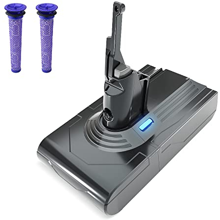 Batterie pour Dyson Aspirateurs V8 SV10,Batterie Li-ION Compatible avec Dyson V8,Absolute,Fluffy, Animal SV10 STANEW, Batterie de Remplacement pour Dyson avec 2 Filtres Li-ION 21.6v 4500mAh
