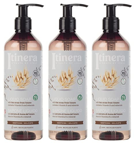 ITINERA Beruhigende Flüssigseife mit venezianischem Hafer, 95% natürliche Inhaltsstoffe 370 ml 3 stück