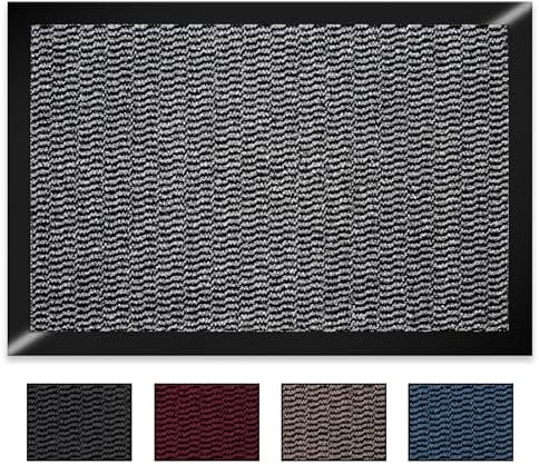 YAZMYN STORE Heavy Duty Front Door Mat Inside, Outside Welcome Floor Mat - Washable Door Mat Indoor, Door Mats Outdoor, Home & High Traffic Area Shoe Scraper, Black Grey Door Mat 60 X 90 Cm