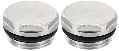PATIKIL 1/2 Pouce BSP Mâle Filet vierges Capuchon Manuel Radiateur Air Ventilation Bouchon Vanne, 2 Paquet Nickel Plaqué Laiton Bouchons pour Radiateur Chauffage, Argent