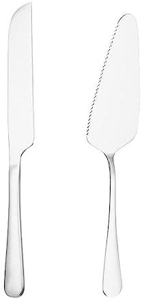 FSSTUD 2 Pcs Stainless Steel Cake Cutting Set Wedding Cake Knife Server Set Pizza Pie Slice Desserts Serving Spatula Baking Pastry Cutter for Birthday Party Silver
