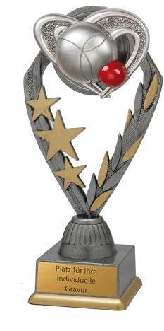 eberin · Boule · Pétanque · Bosseln · Boccia · Pokale · Zielkugel & Boulekugeln · Ständertrophäe mit Herz aus stabiler Kunststoff · Boule Pokal personalisierbar · Größe 21 cm