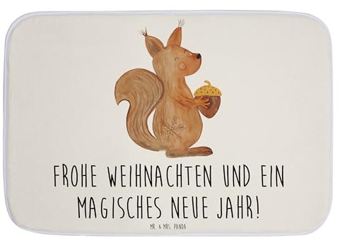 Mr. & Mrs. Panda Badvorleger Eichhörnchen Weihnachten - Geschenk, Badteppich, Winter, Badgarnitur, Vogel, Frohes neues Jahr, Duschvorleger, Advent,