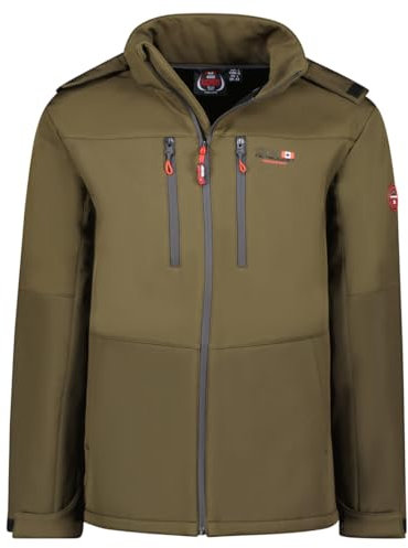 Canadian Peak Timmexeak Men - Veste Softshell Homme Impermeable à Capuche - Manteau Outdoor Blouson Coupe Vent Tactique Resistant - Randonnee Ski Automne Hiver Printemps (Kaki Noir XL)