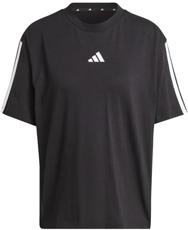 adidas Damen Essentials 3-Stripes Boyfriend T-Shirt, Black/White, XXL