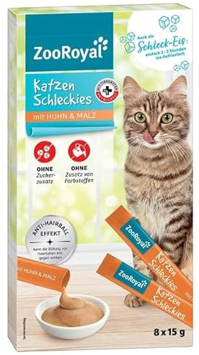ZooRoyal Katzenschleckies mit Huhn und Malz 5pcsx8stuckx15g(40beutel*15g) Katzen nassfutter katzensnack katzennahrung multipack