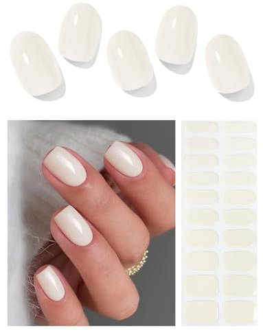 AutyaMee Semi Cured Gel Nail Strips (Nude), 20 Pcs Gel Nail Wraps, Stickers, UV Light Required, Salon Quality, Long Lasting