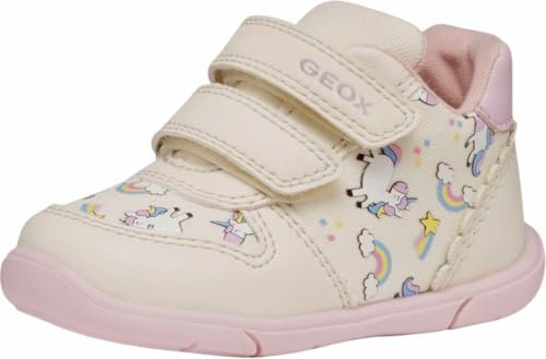 Geox Bébé Fille B ZAPITO Girl A Basket, Ivory/Pink, 18 EU