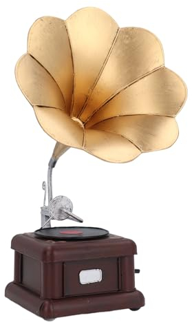TOPINCN Klassische Grammophon-Spieluhr, Uhrwerk, für Zuhause, Tisch, Schreibtisch, Dekorationen, Eisen, Europäische Ornamente, Grammophon, Dekorativ