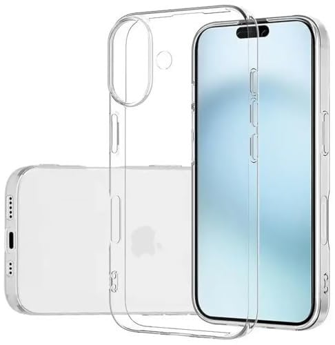 Oprimio Kristallklar Hülle für iPhone 16 [Silikon Hülle] [%100 Durchsichtig] [Deutsche Material] [Ultra Dünn] Klar Handyhülle für Apple iPhone 16