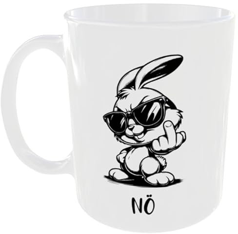 WIENS3D Tasse mit Spruch NÖ & cooler Hase mit Brille Statement Sprüche | Geschenkidee Kollegen Student Schüler Arbeit Hasi Rabbit