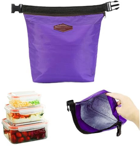 Insulated Lunch Bags Leakproof Small Cooler Bag with Buckle Clasp & Handle Waterproof Thermal Bag Portable Cool Bag Keep Foods Warm/Cool for 2-4 Hours for School Picnic Travel Purple...