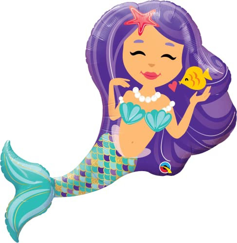 Folienballon Meerjungfrau XXL – 97 cm – perfekte Deko für Kindergeburtstage, Mädchen, Meerjungfrauen-Motto-Partys & Unterwasser-Dekorationen – Qualatex, Made in USA