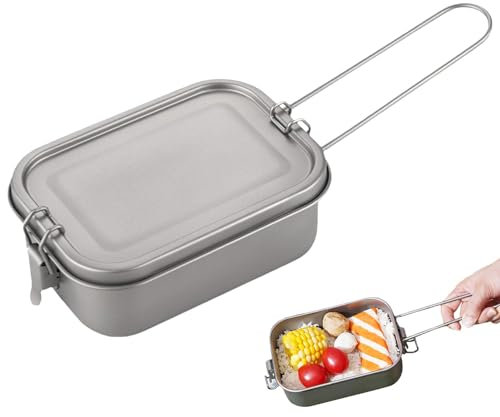 Lonchera de metal duradera con tapa hermética y tapa hermética, contenedor de titanio a prueba de fugas, caja de comida compacta de titanio a prueba de fugas