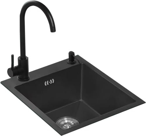 CWCQGH Évier de Cuisine à Une cuve en Acier Inoxydable Petit évier à Une cuve Bar Mini-Lave-Vaisselle Évier à Main sur comptoir dans Un Petit Appartement(32cm Black)