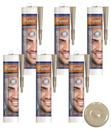 Mastic Silicone - Haute Température 310 ml - Étanchéité Sanitaire et Extérieure - Idéal pour Intérieur et Extérieur- joint salle de bain. Sanitary Silicone sealant (Beige, 6)