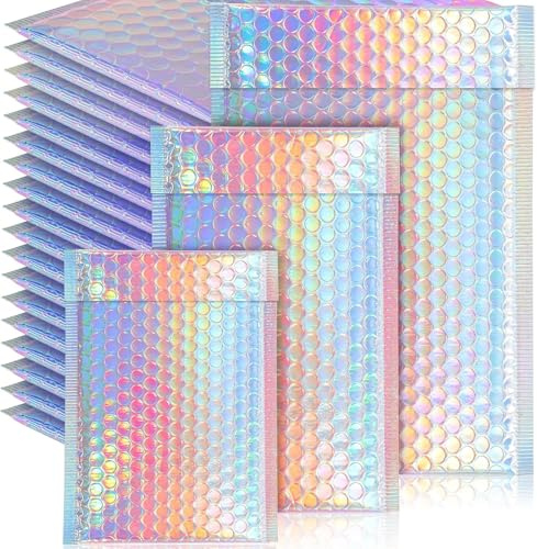 EOGRFW 50 Stück Metallic Luftpolsterumschläge, Wasserdichte Luftpolstertaschen