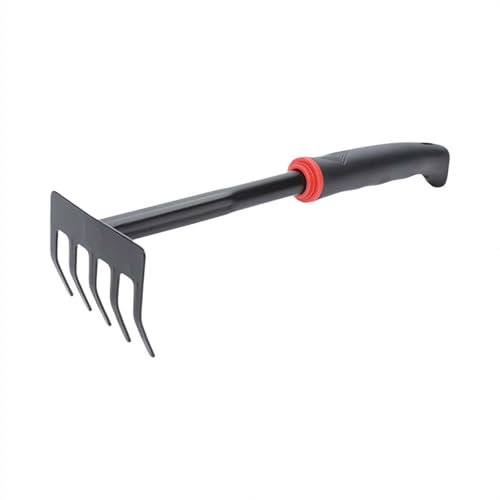 Garden Hand Tool Hand Rake, Hand Garden Rake, Garden Tools,Rake for Gardening, Garden Rakes for Lawns, Carbon Steel Mini Hand Cultivator Grass Leaf Rake Gardening Tools