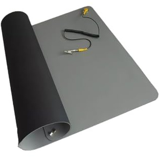 Large Soldering Workbench Mat, ESD Rubber Mat Kit with Grounding Wire and Wrist Strap Grey Multiple Sizes(50x35x0.2cm)