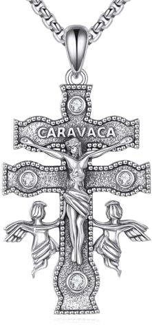 ONEFINITY Halskette mit Cruz De Caravaca Anhänger 925er Sterlingsilber Caravaca Kreuz Anhänger religiöser Schmuck Geschenk für Männer und Frauen