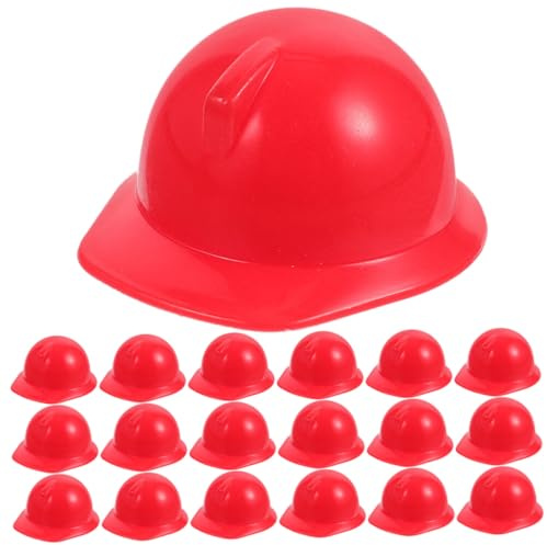 Garneck 20 Stck Teiliges Mini Puppen Helm aus Robustem Kunststoff Realistische Bauarbeiter Sicherheitshelme in Rot Langlebig Glatt Sicher für Puppen und DIY Kostümzubehör
