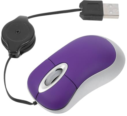 HEALSOPTHY Souris D’Ordinateur USB Filaire Compacte Et Fonctionnelle pour Pc Portable, Design Mini Télescopique, Résolution Optique 1000 PPP, Usage Bureau Et Domicile, Couleur Violet