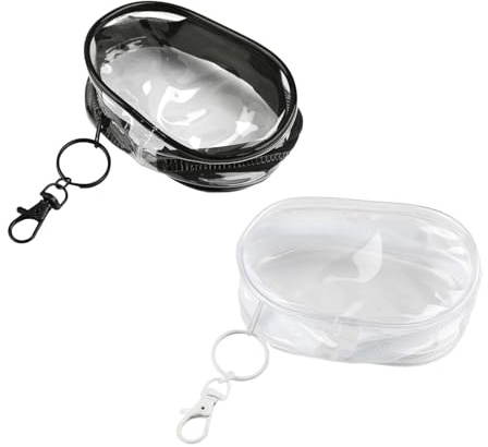 Tabanzhe 2 Pcs Clear Mini Makeup Bags Portable Cable Organizer PVC Waterproof Lipstick Pouch & Small Cosmetic Travel Digital Storage Bag for Women Essentials Cables Earphone