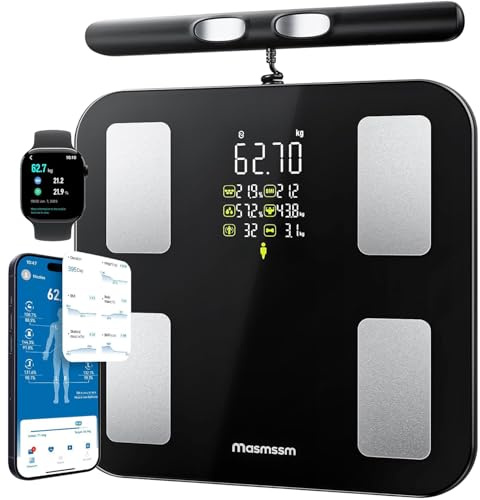 Balance Pèse-Personne 8 Électrodes, Balance Connectée Impédancemètre Avec Grand Écran VA, 28 Métriques, Analyse Corporelle BIA Double Fréquence, Compatible iOS/Android, 30 * 30cm, Max.180kg/400lb